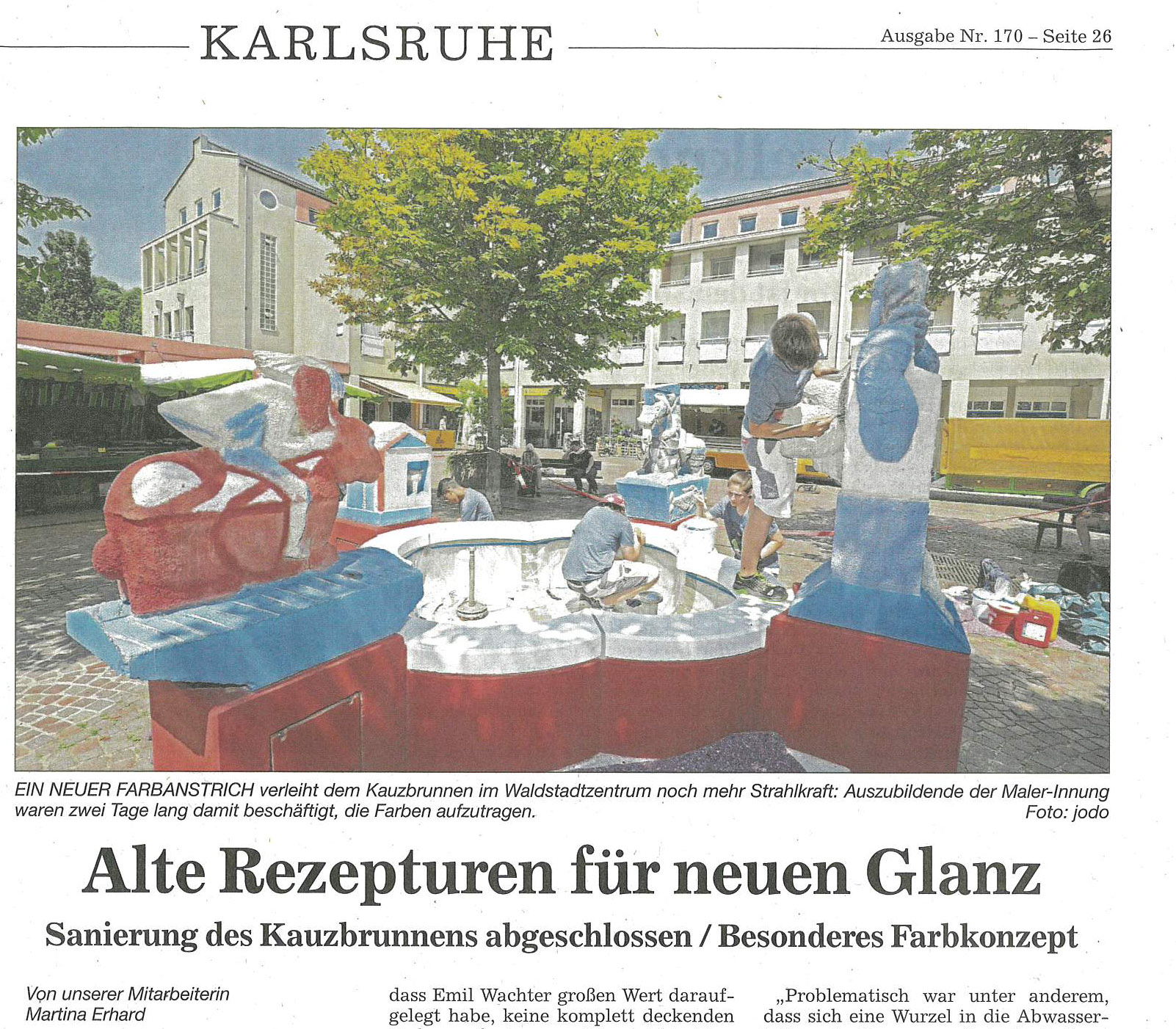 Bericht Kauzbrunnen in der BNN